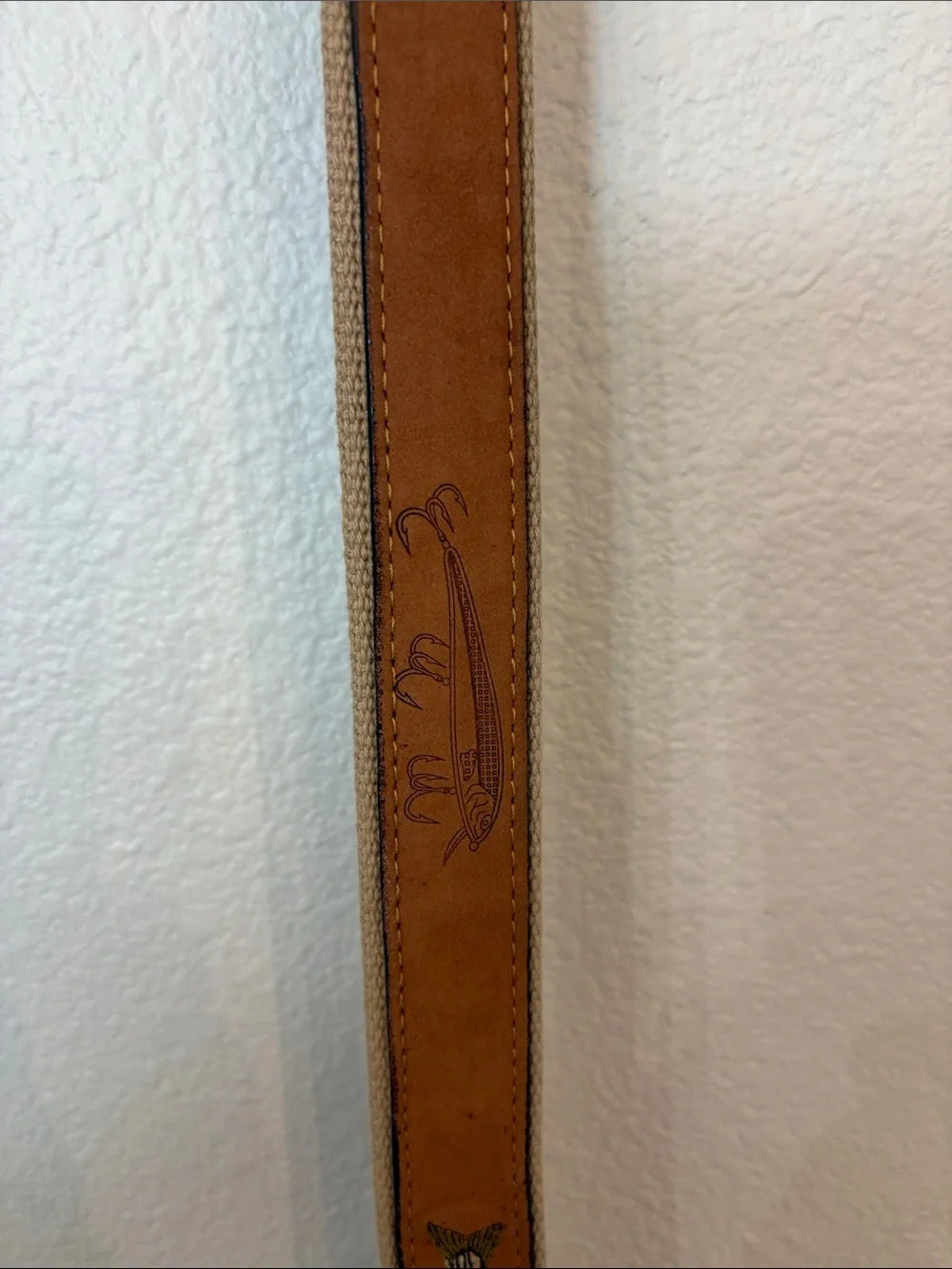 Zep-Pro leather and canvas belt with embroidered and embossed fish designs